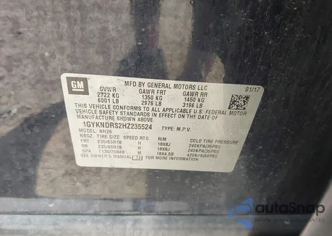 2017 Cadillac Xt5 Luxury z USA, uszkodzony, nr VIN 1GYKNDRS2HZ235524